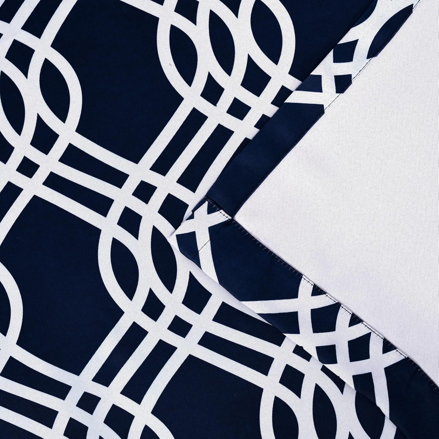 Superior Semi Blackout Curtains - Ribbon Trellis Design - 42" x 96" - Grommet Header - Sun Blocking & Room Darkening Drapes for Bedroom, Living Room - Set of 2 Panels - Navy Blue
