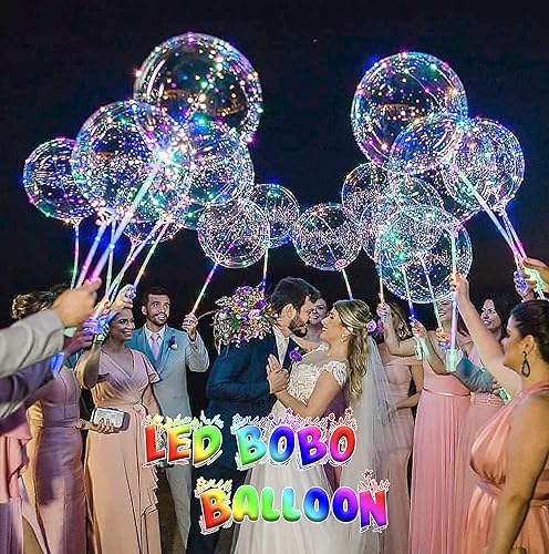 Miniatura 3 de Globos BoBo con luces LED de 20 pulgadas, paquete de 10 barras de 27.6 in, color RGB, decoración, fiesta, Halloween, Navidad, cumpleaños, boda,
