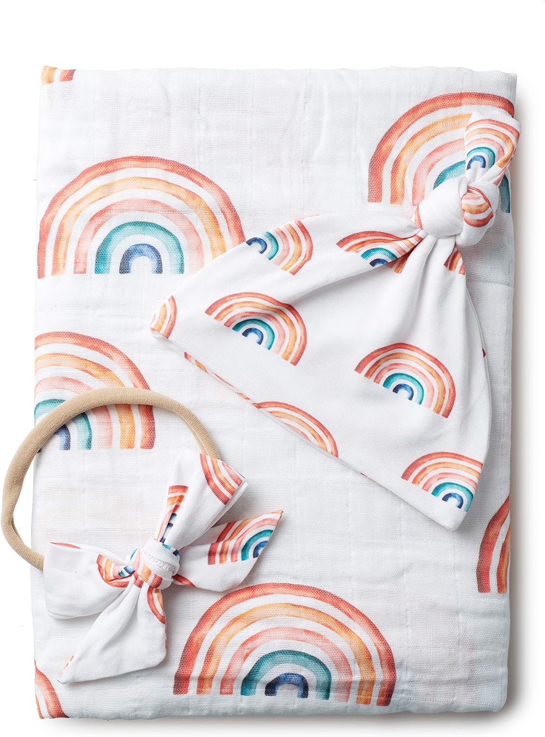 Miaoberry Organic Muslin Baby Swaddle Blanket and Hat Set Newborn Unisex Neutral Boy Girl| Boho Rainbow |Photo Props Birth Announcement Card Miaoberry Organic Muslin Baby Swaddle Blanket and Hat Set Newborn Unisex Neutral Boy Girl| Boho Rainbow |Photo Props Birth Announcement Card