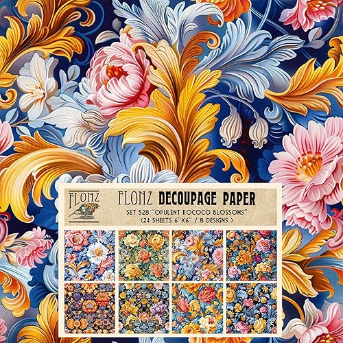 Vista 10 de Decoupage - Paquete de papel (24 hojas de 6 x 6 pulgadas), diseño de flores de viento y vegetación # Papel vintage para decoupage, manualidades