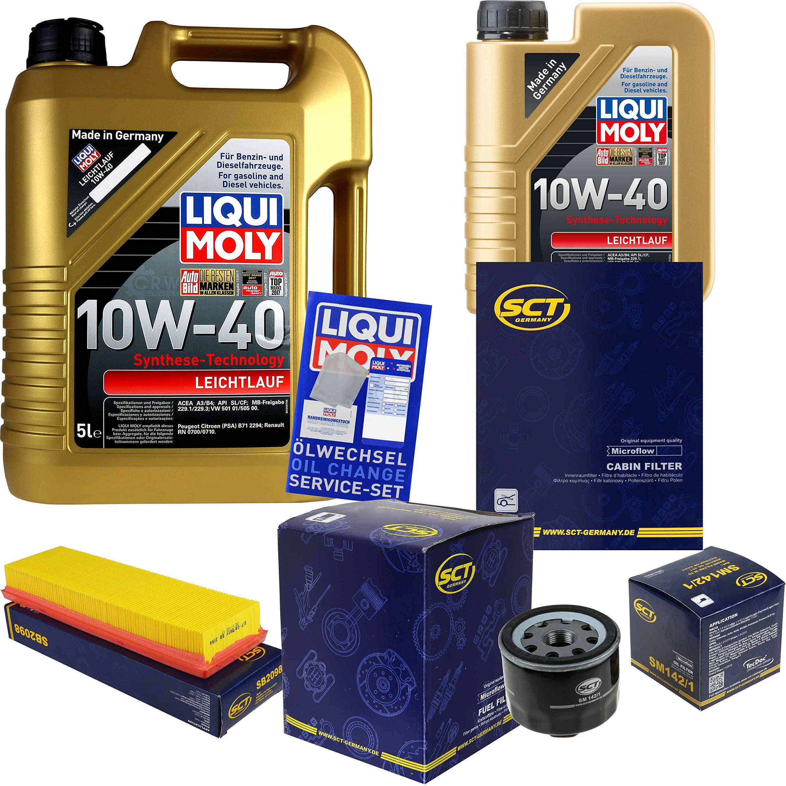 Set di filtri, 6 litri, olio motore scorrevole, 10W-40 SCT Germany
