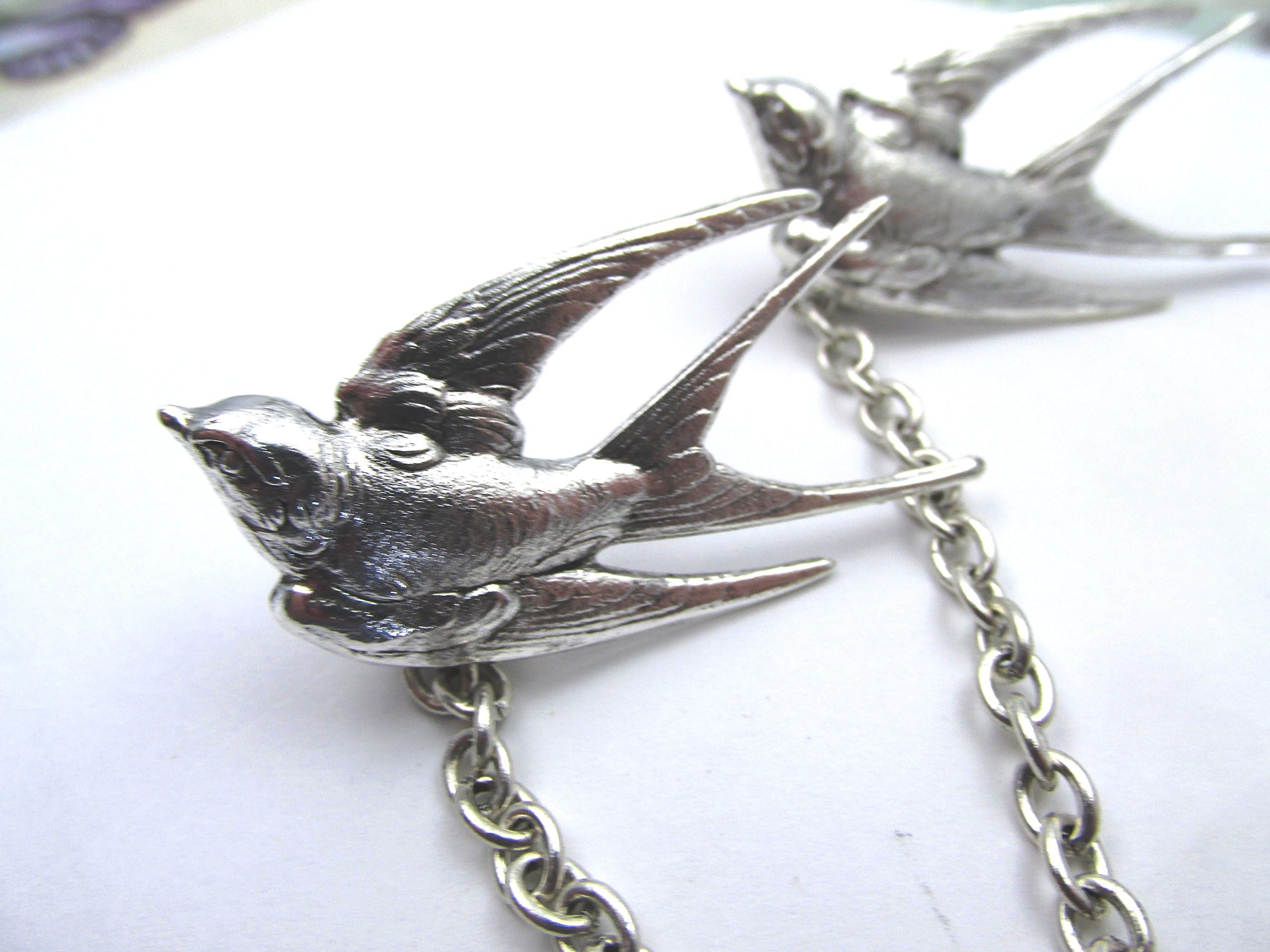 Birds Collar Pins Tree Swallow Collar Chains Swallow Tailed Kite Bird Sweater Guards MyElegantThings Angelin Verbuni