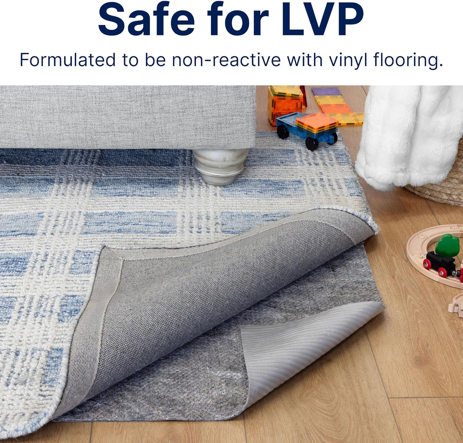 RUGPADUSA - Vinyl Lock - 8'x10' - Felt and EVA - Non-Slip Rug Pad for Vinyl, Luxury Vinyl Plank (LVP) Flooring