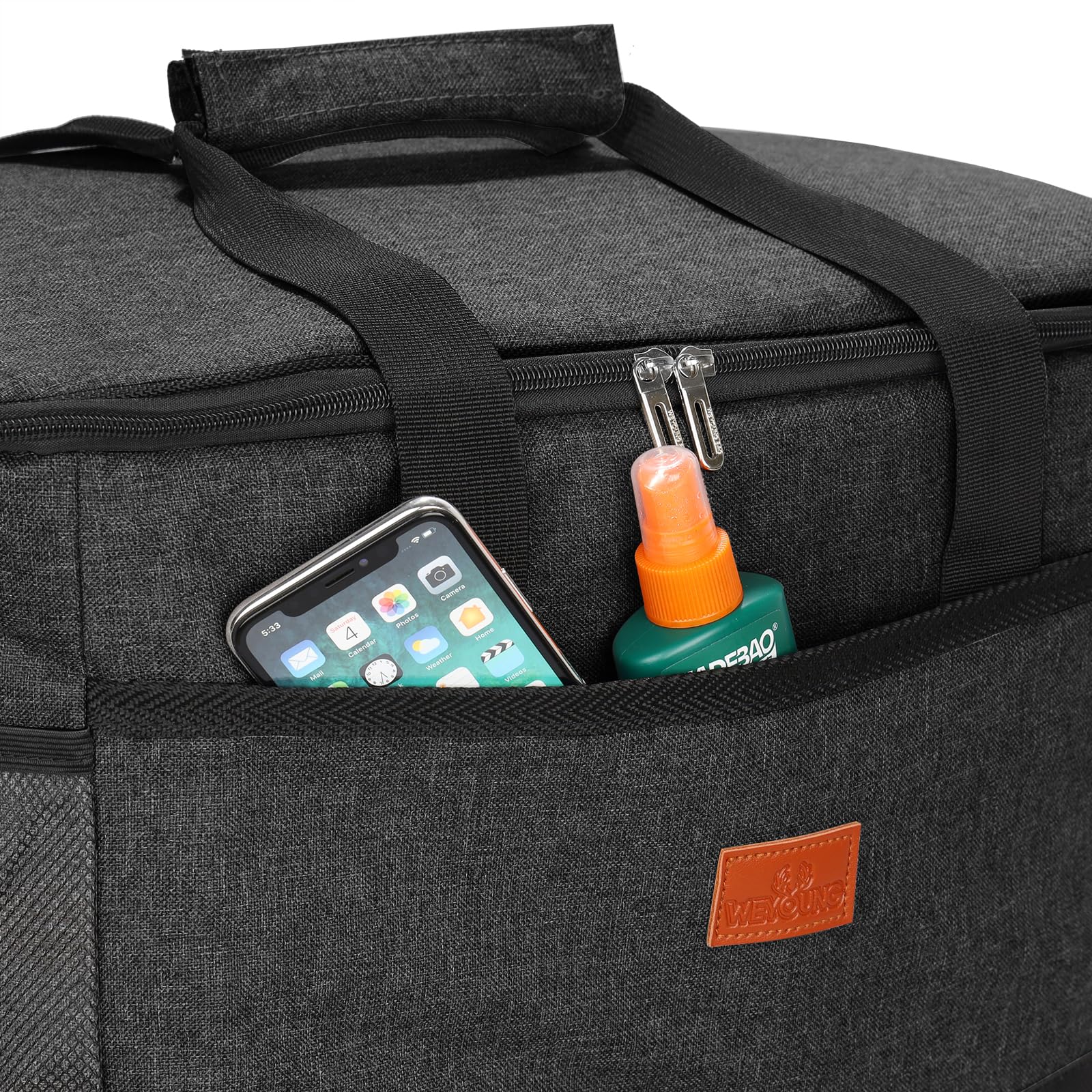 Bolsa térmica de 30 L, bolsa de picnic aislada grande, bolsa de almuerzo de gran capacidad, bolsa térmica portátil reutilizable para 4/6 personas (negro)