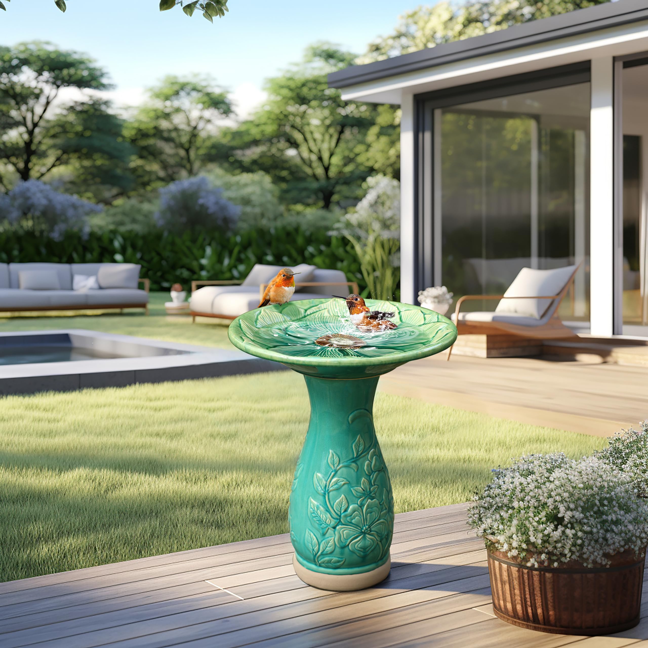 Amazon.com: LuxenHome 23 Inch Ceramic Bird Bath for Outside