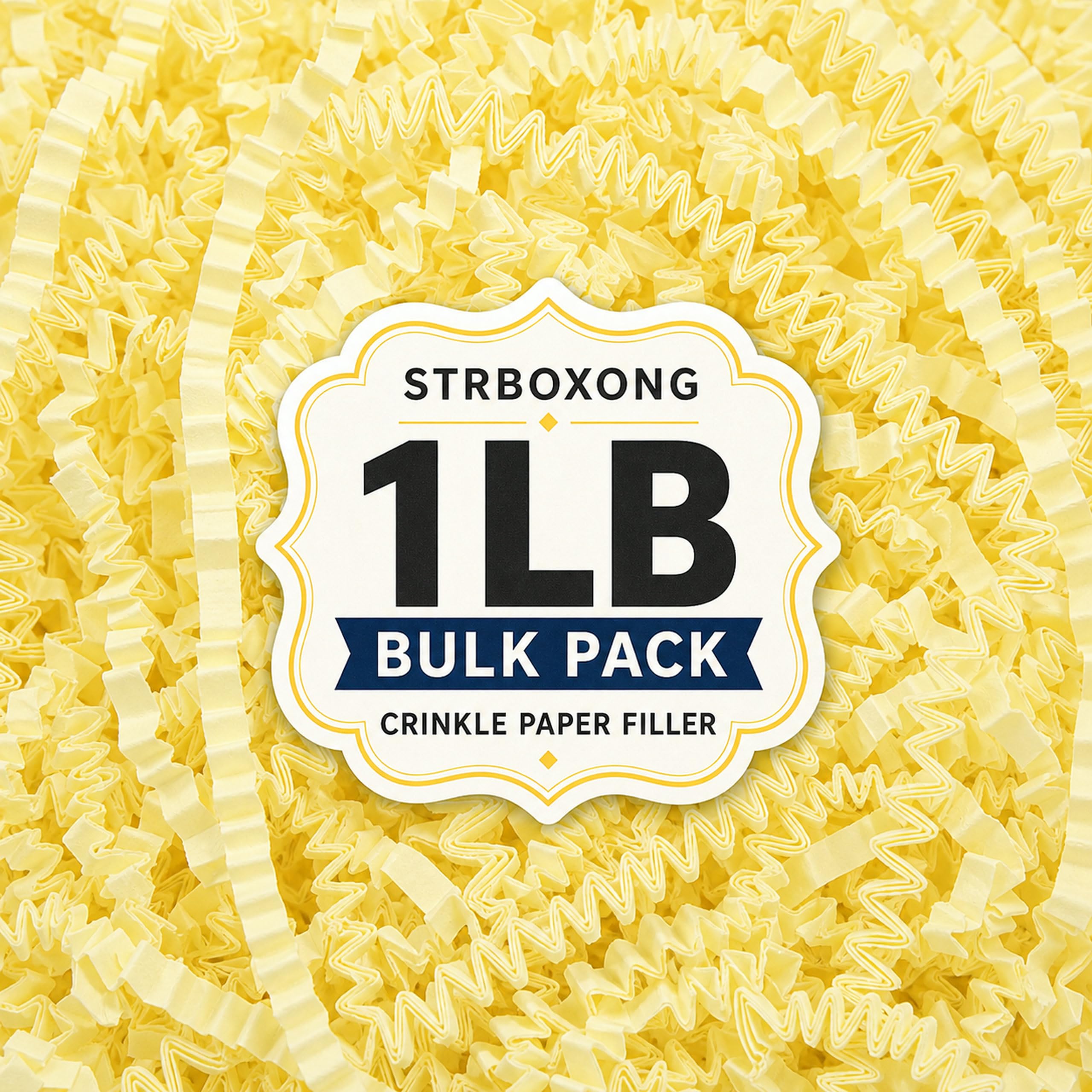 STRBOXONG 1LB (455g) Pale Yellow Shredded Tissue Paper for Packing Gift Boxes - Premium Crinkle Cut Gift Box Filling Shredded Paper, Recyclable Hamper Fillers for Packaging, Crafting & Gifting