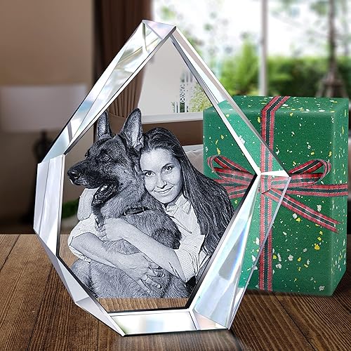 Bivei Foto de cristal 3D con tus propias fotos para ella, imagen grabada con láser 3D personalizada en cristal para parejas, decoración