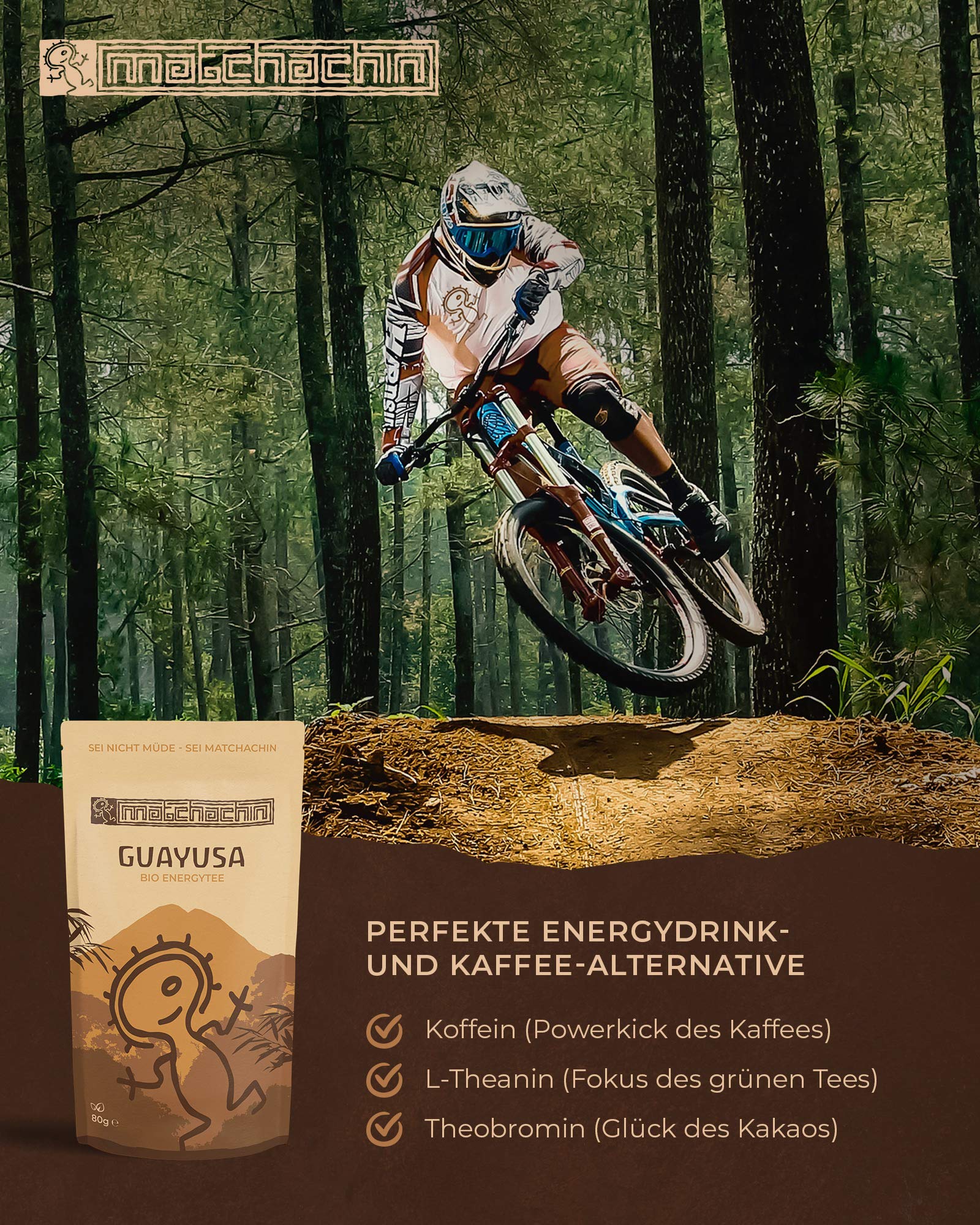 320 g BIGPACK Guayusa Energytee Bio firmy Matchachin – oryginał, z dużą ilością kofeiny z lasu deszczowego Amazonii