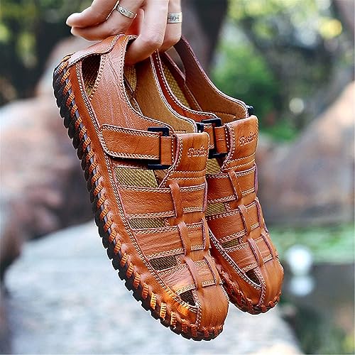 Miniatura 6 de Moodeng Sandalias deportivas para hombre con puntera cerrada, zapatos de pescador de cuero para verano, playa, mocasines transpirables