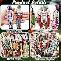 Vista 3 de 24 piezas de adornos de madera de cascanueces navideños, juego de decoración colgante de madera para árbol de Navidad, artesanías de madera impresas