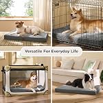 Bedsure ComfyFleece Dog Bed Large, 89x56x7CM Orthopedic Dog Crate Bed with Removable Washable Cover for Large Dogs, NOT WATERPROOF Egg Crate Foam Dog Bed Mat with Anti-Slip Bottom, NOT Chewproof, Grey