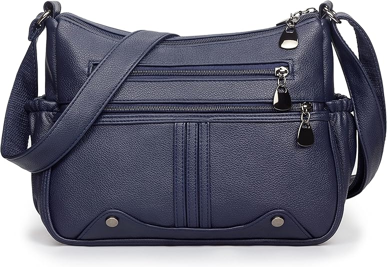 Women Soft PU Leather Shoulder Handbag Multi Pocket Crossbody Bag Ladies Medium Roomy Purses Fashion Tote Top Handle Satchel