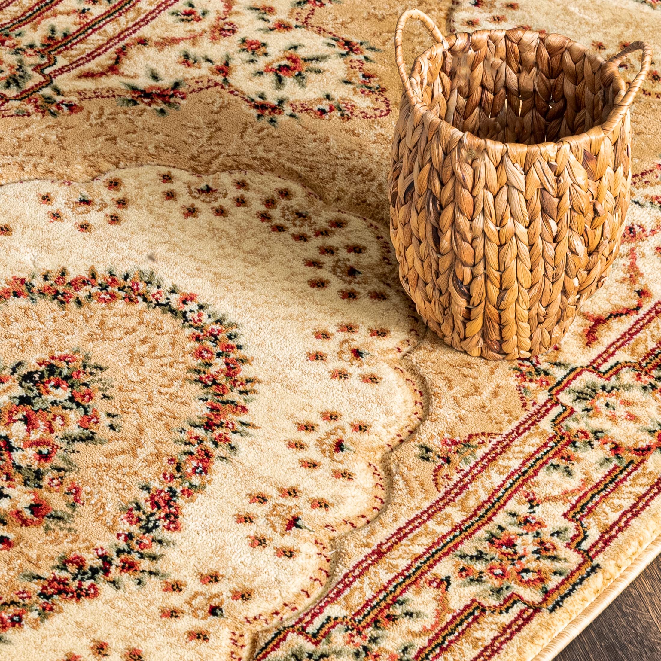 Mazovia Alfombra de Pasillo Larga - Design Oriental Pelo Corto - Alfombras de Pasillo por Metros - Alfombras para Pasillos Largos - Moqueta por Metros - Beige - 90x300 cm