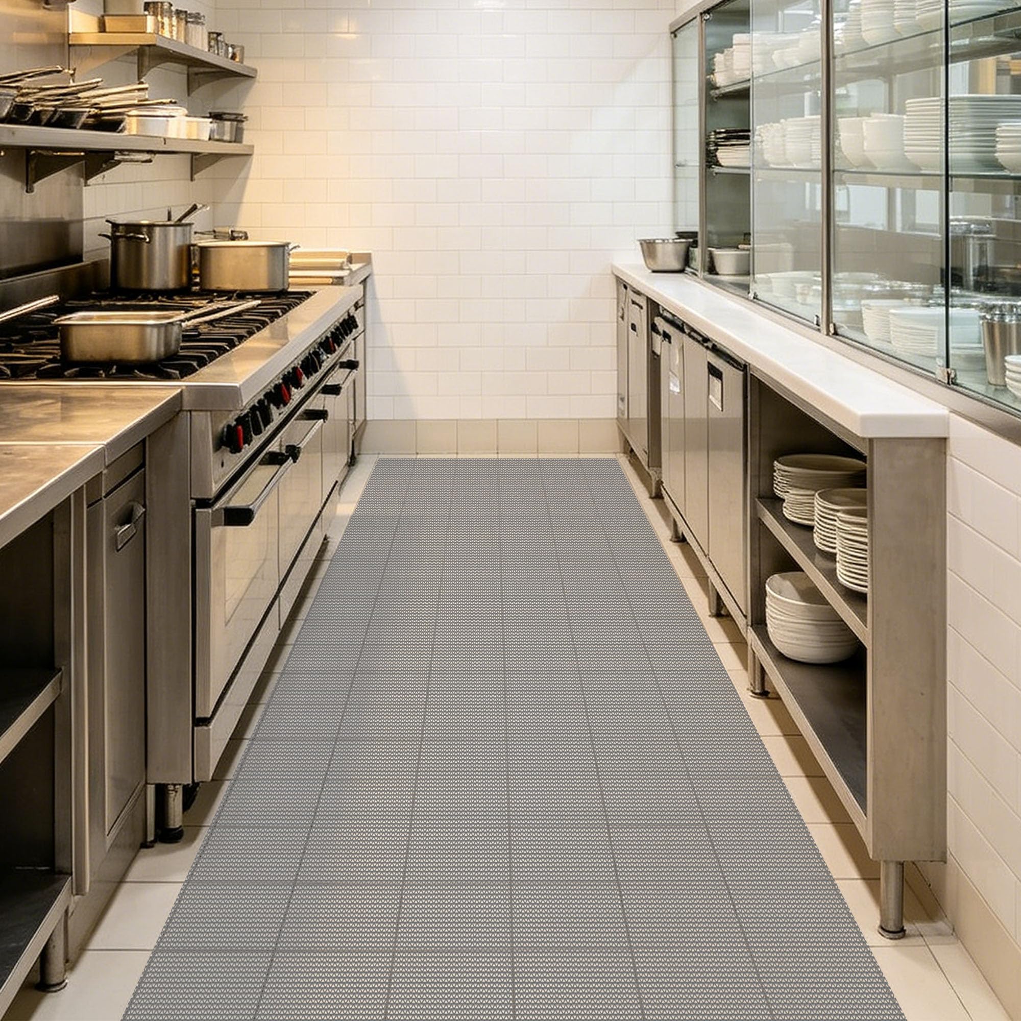 Alfombra de drenaje para piscina y baño: malla de PVC gris antideslizante de 120 x 100 cm