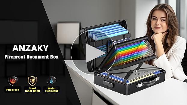 Amazon.com: ANZAKY Fireproof Document Box with Fireproof Zipper