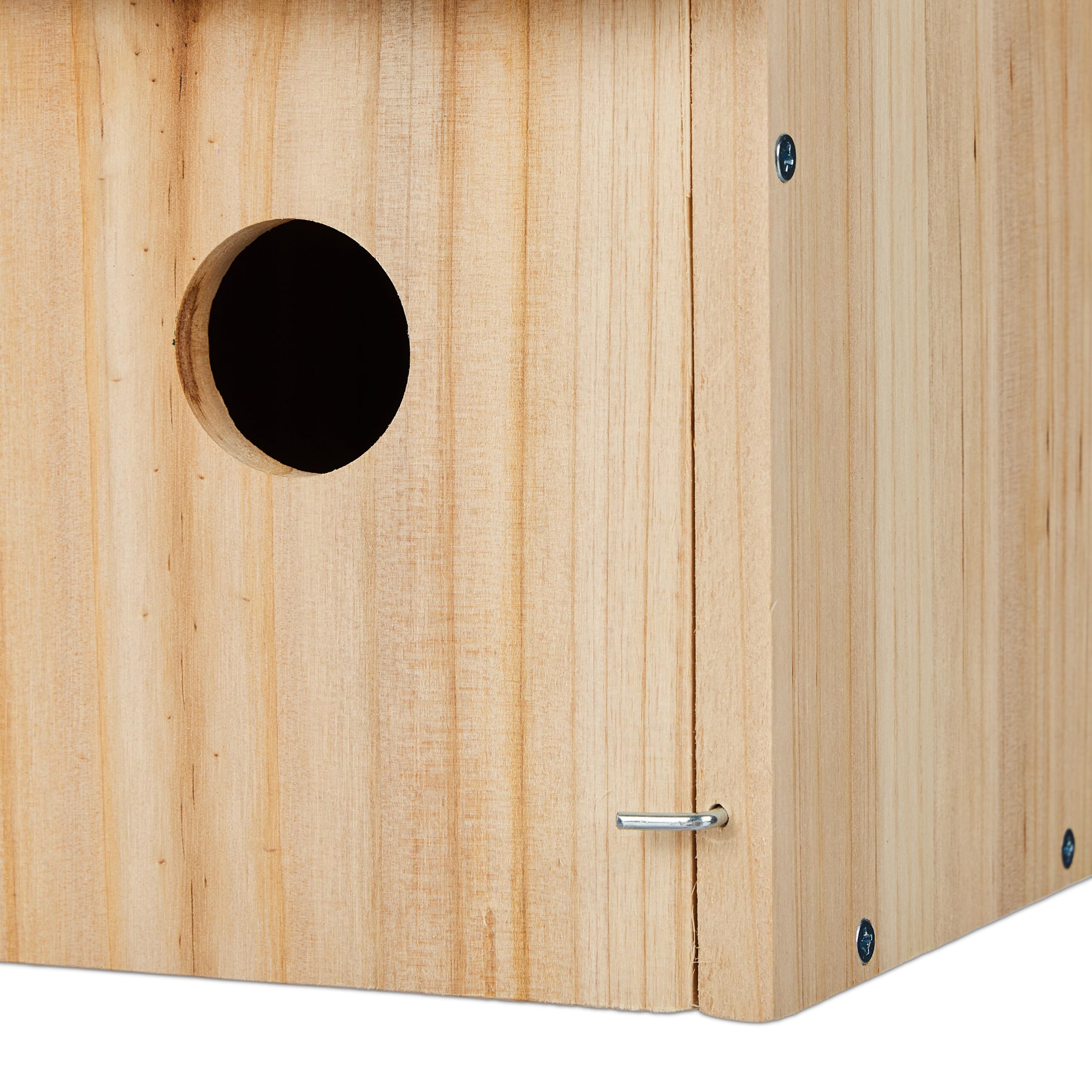 Relaxdays Casa per Uccellini, Casetta Nido in Kit in Legno, da Appendere, Sportello con Foro, HLP 23x14x18 cm, Naturale, 23 x 14 x 18 cm