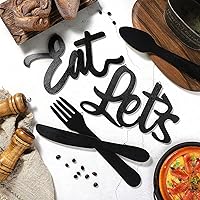 Vista 7 de Jetec 5 carteles de decoración de pared de cocina, tenedor, cuchara, cuchillo, decoración de cocina, letrero rústico de madera para decoración