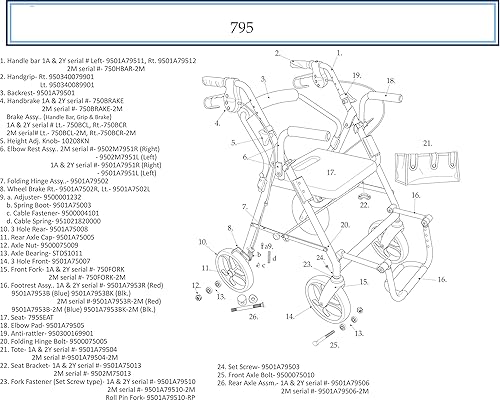 Miniatura 8 de Transporte dual sillaandador de Drive Medical  795BU Universal Burgundy 1 1