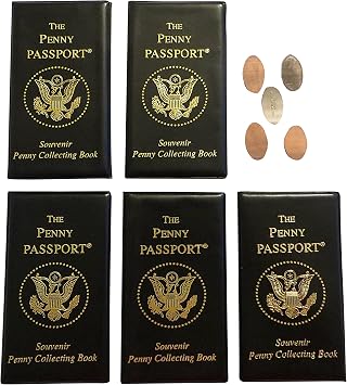 5 Penny Passport Souvenir Elongated Coin Albums With Free Pressed Pennies