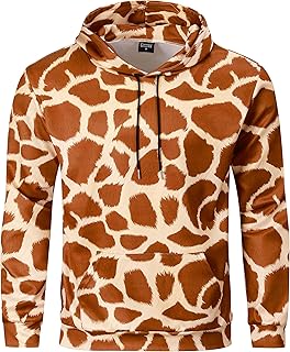 Funny World Men's Animal Print Sweatshirts Hoodies Long Sleeve Graphic Halloween Shirts