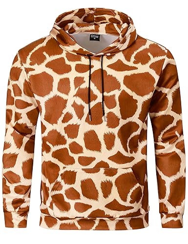 Funny World Men's Animal Print Sweatshirts Hoodies Long Sleeve Graphic