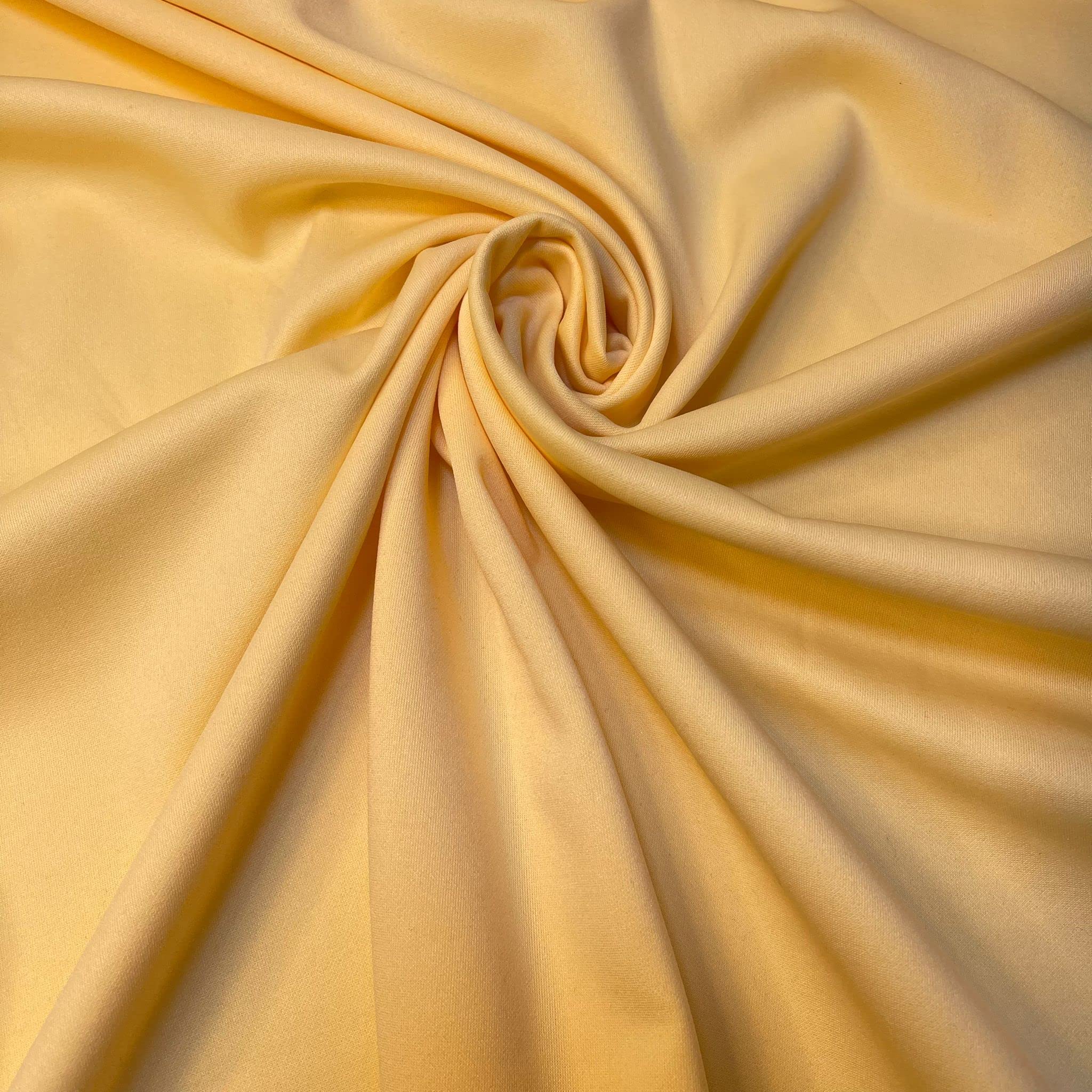 Scuba Crepe Breathable Superior Quality Stretch Wet Suit Dress Fabric 140cm Wide (2 Meter, Lemon)
