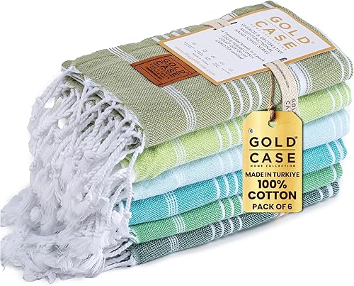 Miniatura 19 de Gold CASE Juego de 6 Toallas de Playa Turcas – Toallas de Baño Grandes 100% Algodón 70 x 38'' – LYCIA de Tamaño Extra Grande, Secado Rápido y Sin