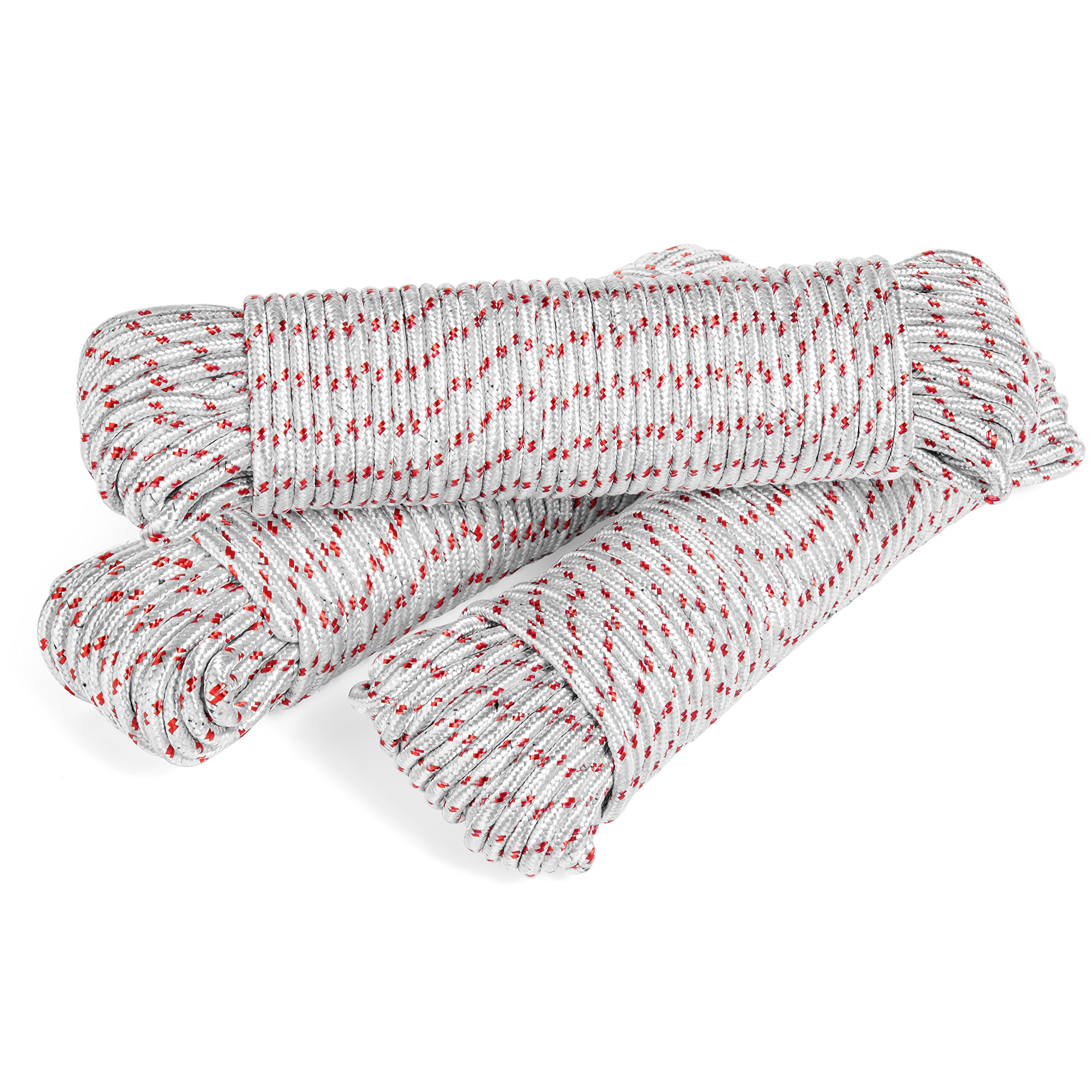 3 Pack Polypropylene Rope – Each Utility Rope 3/16 Diameter, 100 ft Length - Camping Tools