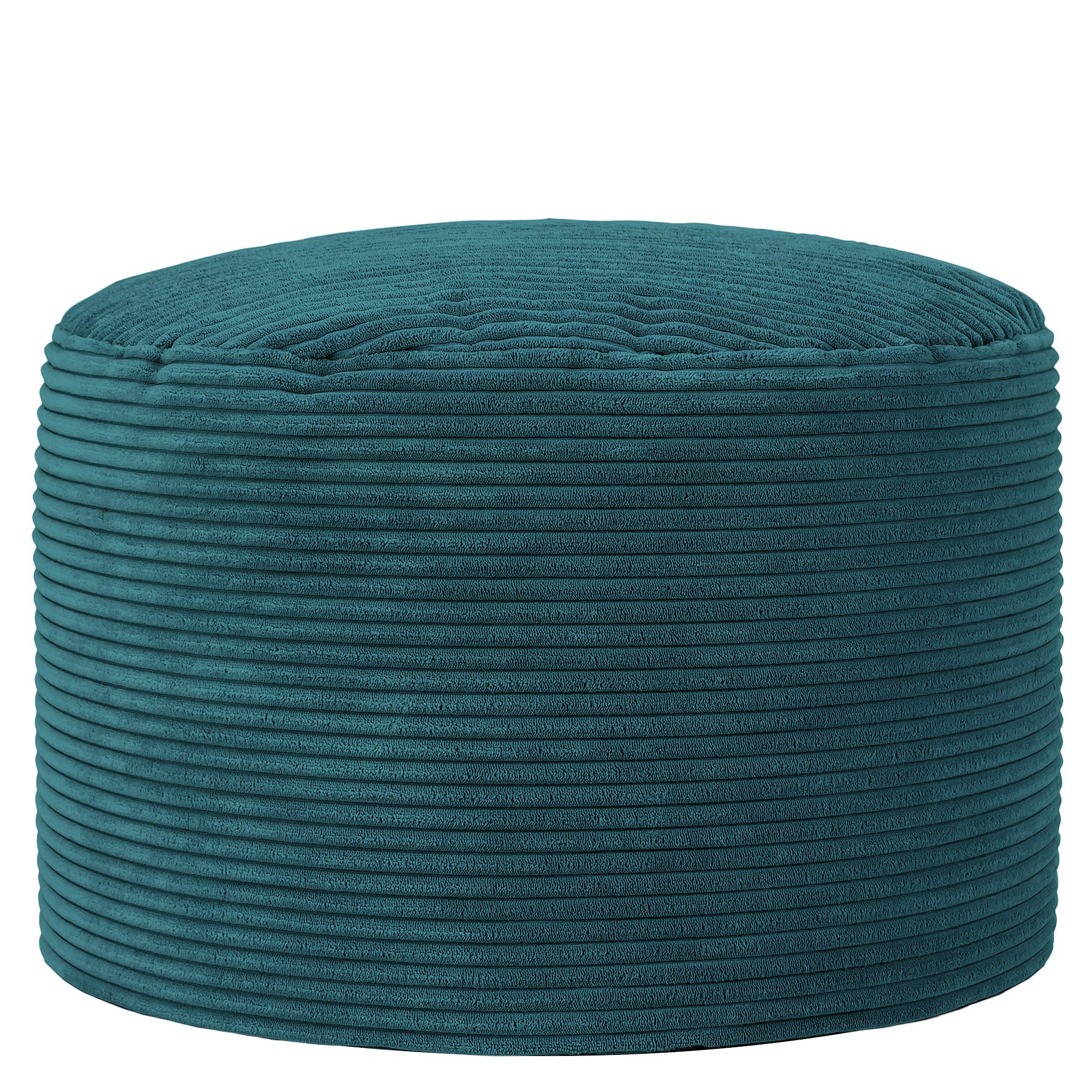 icon Milano Cord Bean Bag Pouffe, Teal Green, Large Pouffe Footstool with Filling Included, Footrest, Bedroom, Living Room, Living Room Furniture