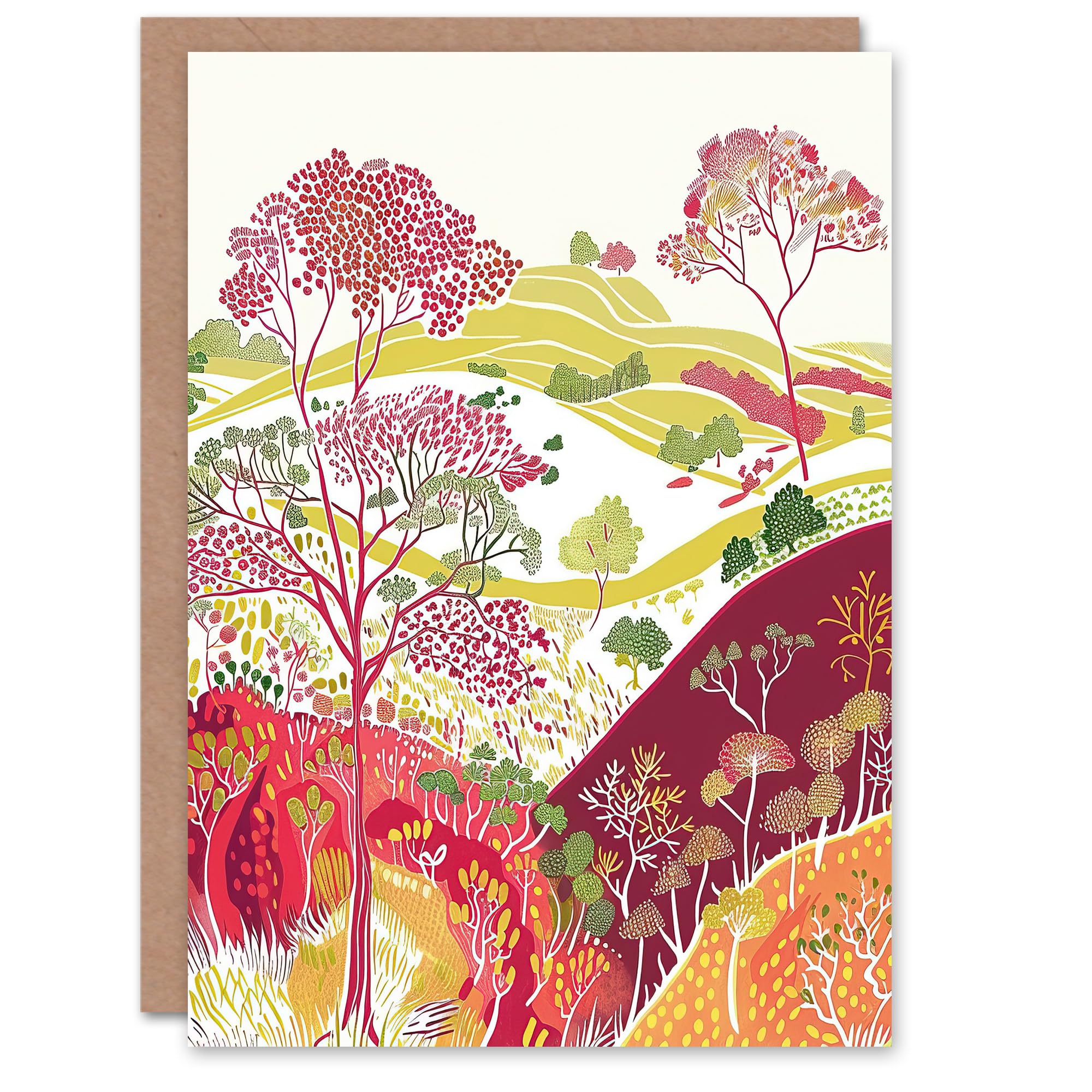 Artery8 Greeting Card Blooming Trees Yorkshire Countryside Landscape Blank For Him Or Her Art Birthday Card