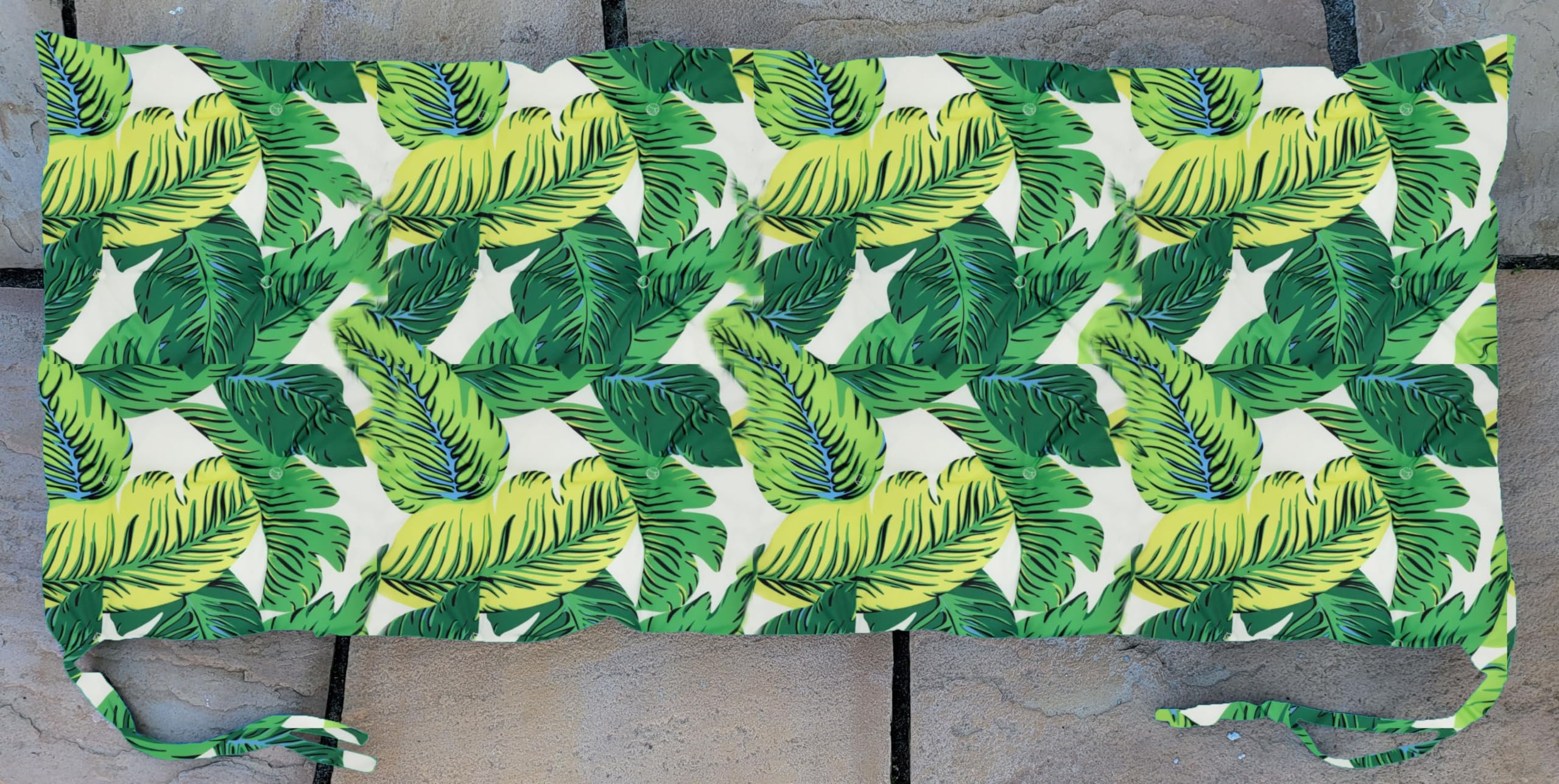 cushion mania Waterproof Outdoor Chair Seat Pads Bench Pads Garden CHUNKY Chair Seat Pads (Bench Pad (170x52x6cm), Floral Green)