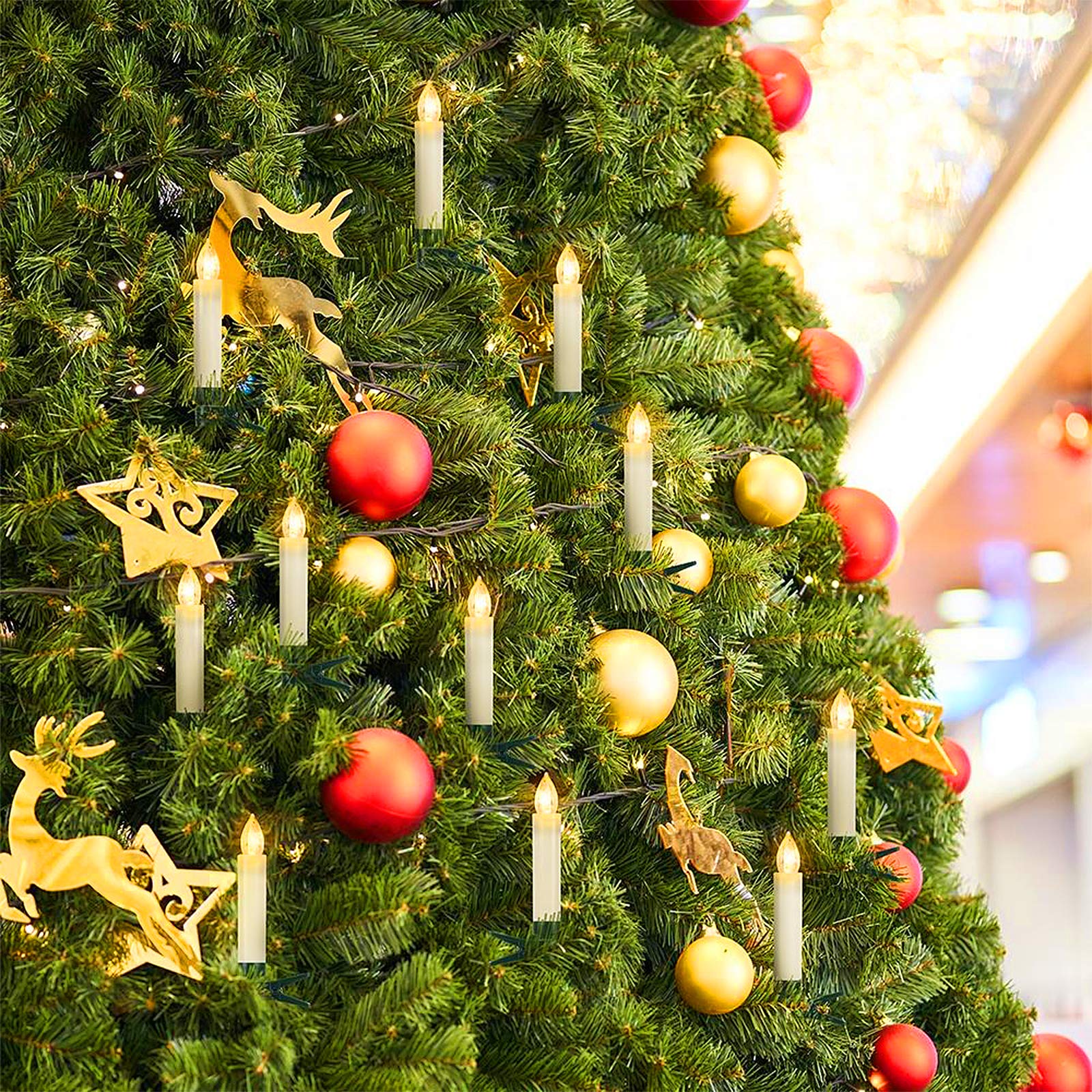NAIZY LED Kerzen mit Fernbedienung 20 stück Warmweiß Weihnachtskerzen Flackernde Flamme Kabellose mit Batterie und Clip IP44 für Outdoor Weihnachtsdekoration, Party und Hochzeit