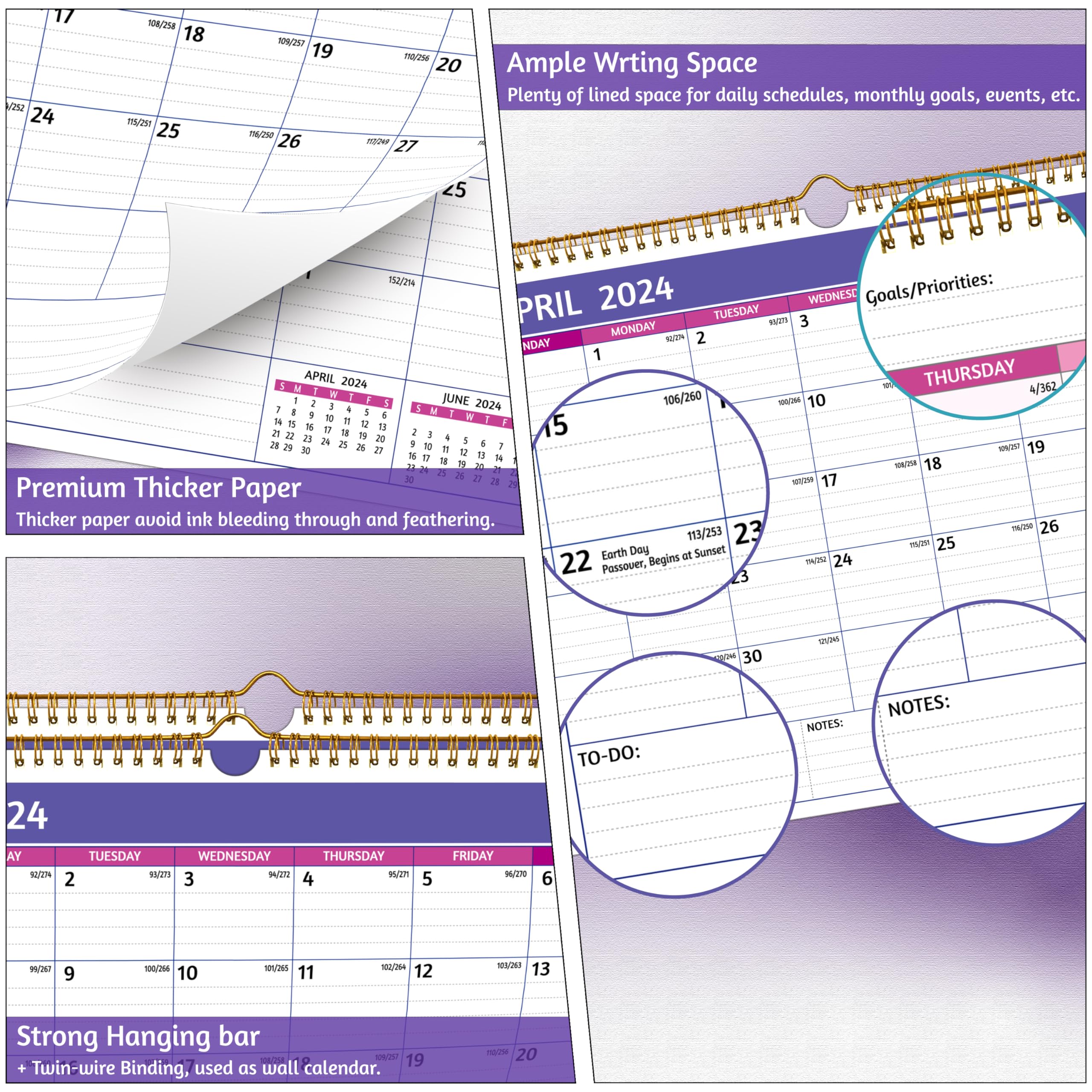 24-25 wall calendar, Horizontal, Purple : Amazon.in: Office Products