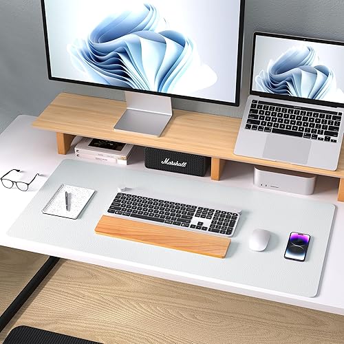 Miniatura 32 de Aothia Protector de escritorio de cuero, alfombrilla para mouse, alfombrilla de escritorio de oficina, antideslizante, de piel sintética, Agua,Azul