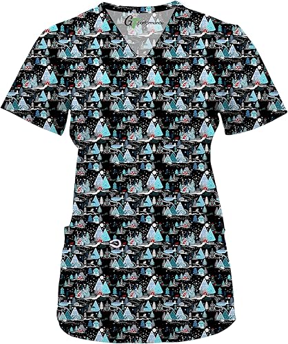 Camiseta médica de enfermería médica para mujer, estampado de vacaciones, rendimiento GT, múltiples impresiones