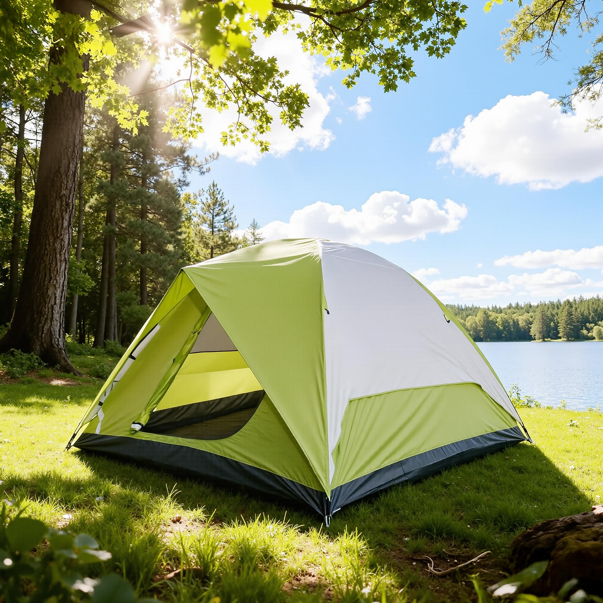 Tents for Camping 4 Person Camping Tents Waterproof Windproof, Family Camping Tent, Outdoor Dome Tent Easy Setup, 210D Oxford Cloth Waterproof (Green -4 People)
