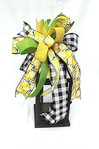 Miniatura 5 de Lemon bow for lanterns, Yellow, black and white bow, Bows for Wreaths, Everyday bow, Wreath bow, Bow for decorating, Farmhouse bow