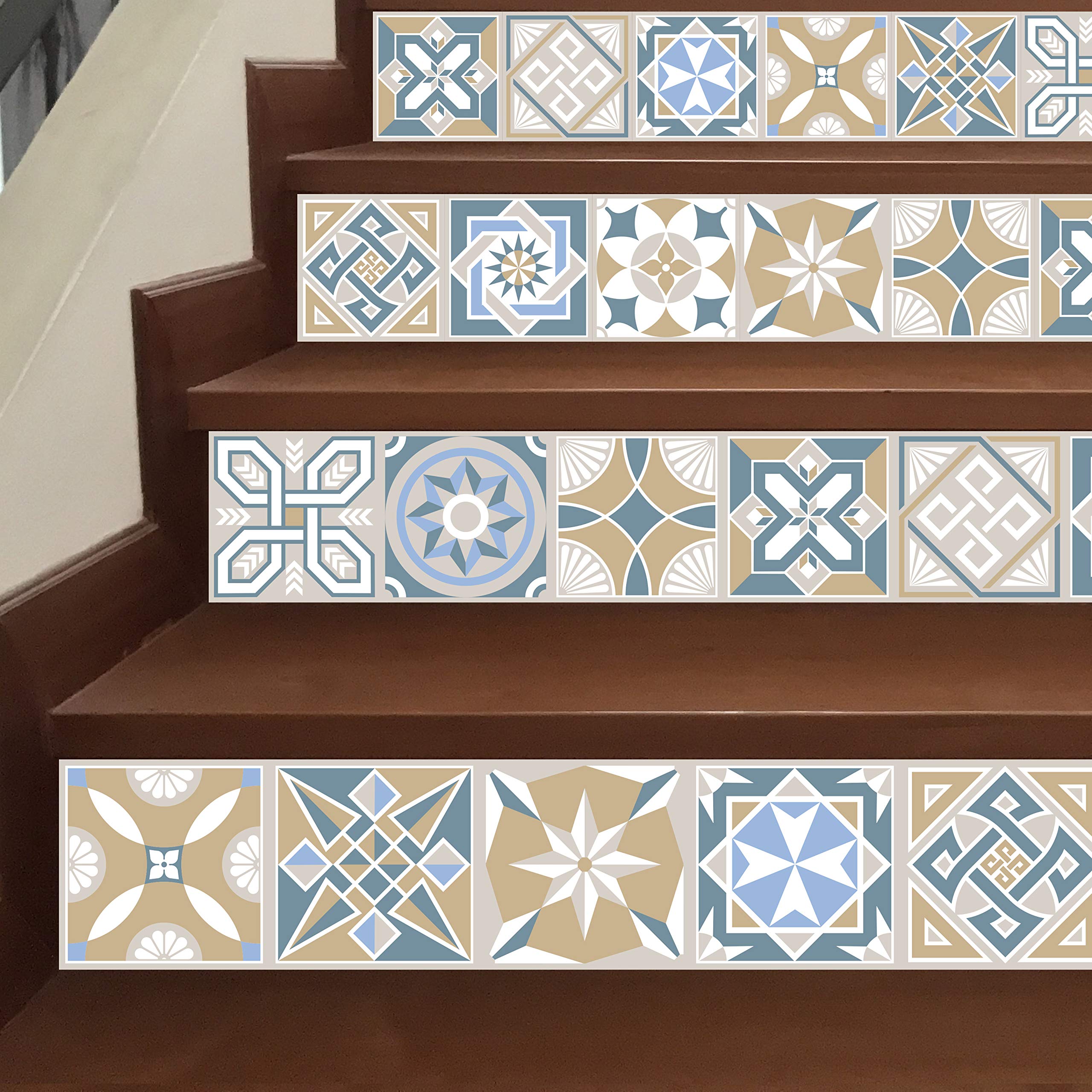 WALPLUS 15cm 24pcs Lyon Encaustic Wall Tile Stickers Peel and Stick Backsplash Self-Adhesive Decal Vinyl Home Decor DIY Living Room Splashbacks Spring Easter Decoration Tile Paint Stick on Tiles Ideas