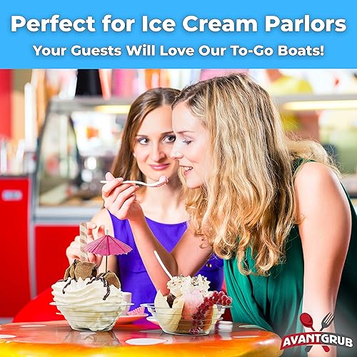 Miniatura 4 de Paquete de 50 botes divididos de plátano reciclables súper divertidos de 8 onzas. Tazones de helado duraderos y desechables. Vasos de plástico