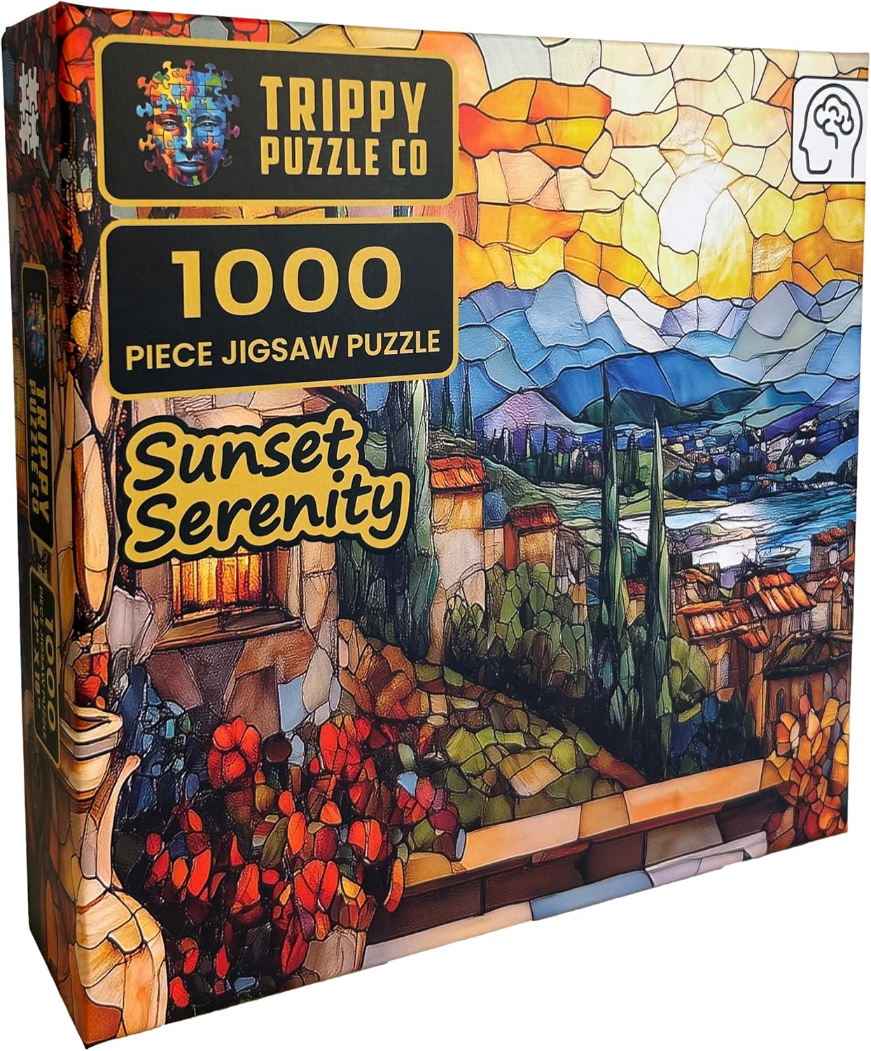 1000 Piece Puzzles for Adults, Sunset Serenity Stained Glass Jigsaw Puzzle, Impossible Hard Difficult Challenging Puzzles for Adults