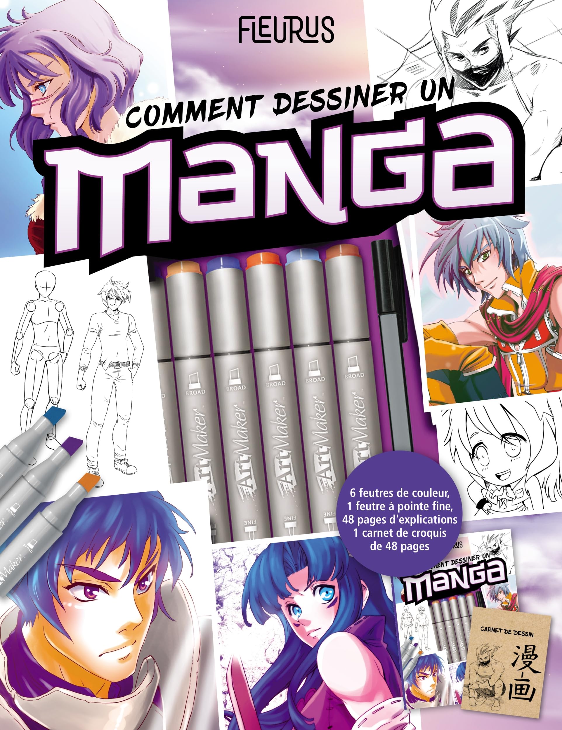 Comment dessiner un manga: Avec 6 feutres pro et 1 marqueur