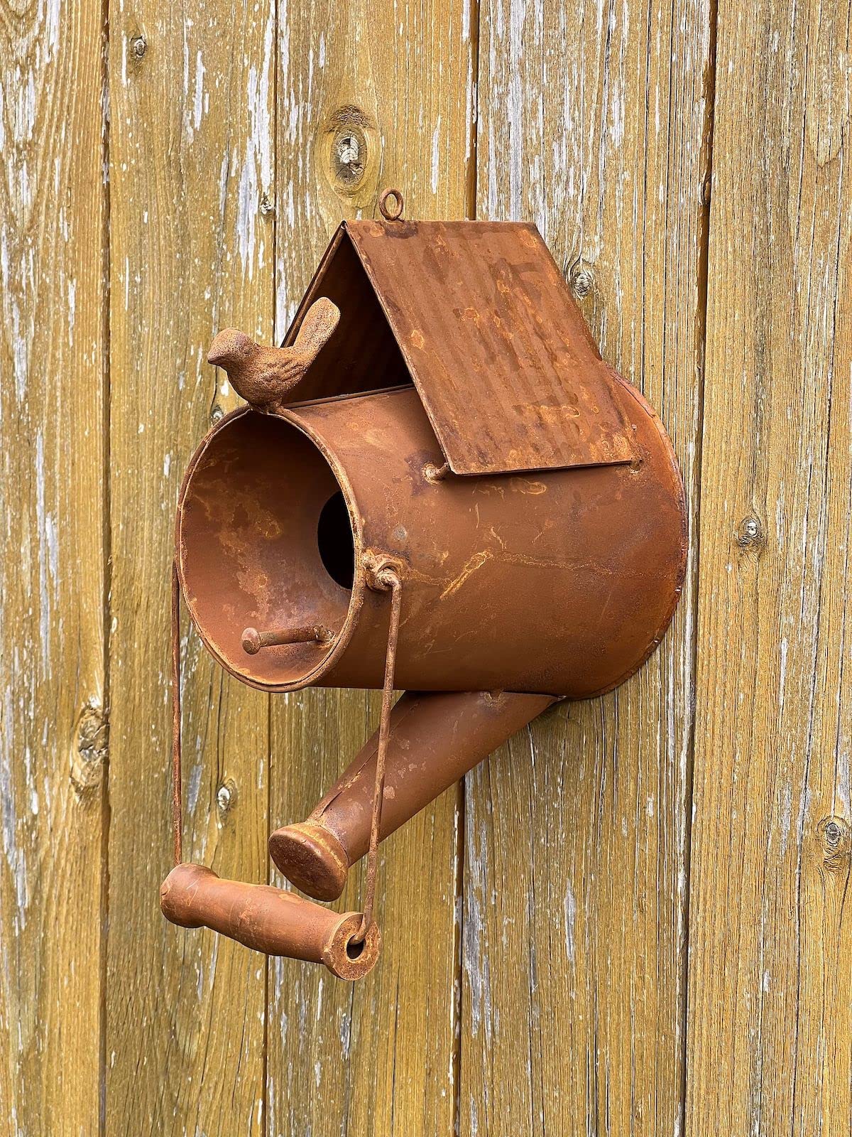 Casetta Per Uccelli DanDiBo In Metallo Ruggine - Shabby Chic Con Catena, Mangiatoia Da Esterno