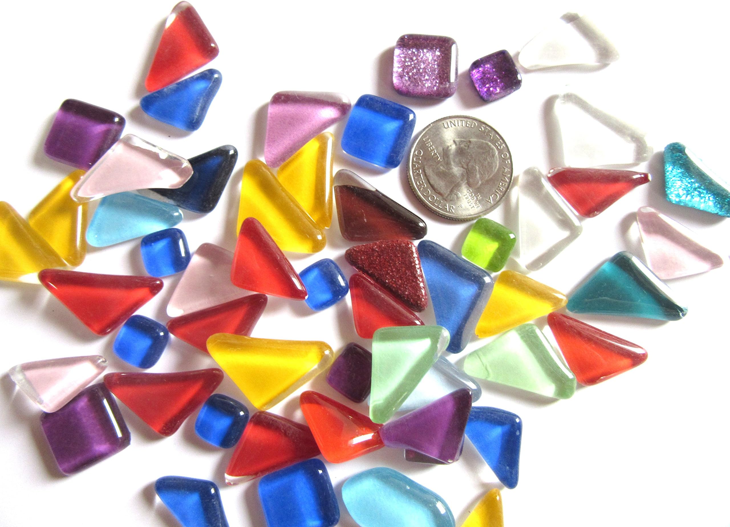 100 Colorful Glass Mosaic Tiles, Triangular and Square Mosaic Pieces, Mosaic Art Supplies, Tile Mosaic Supply, Mosaic Craft Tiles
