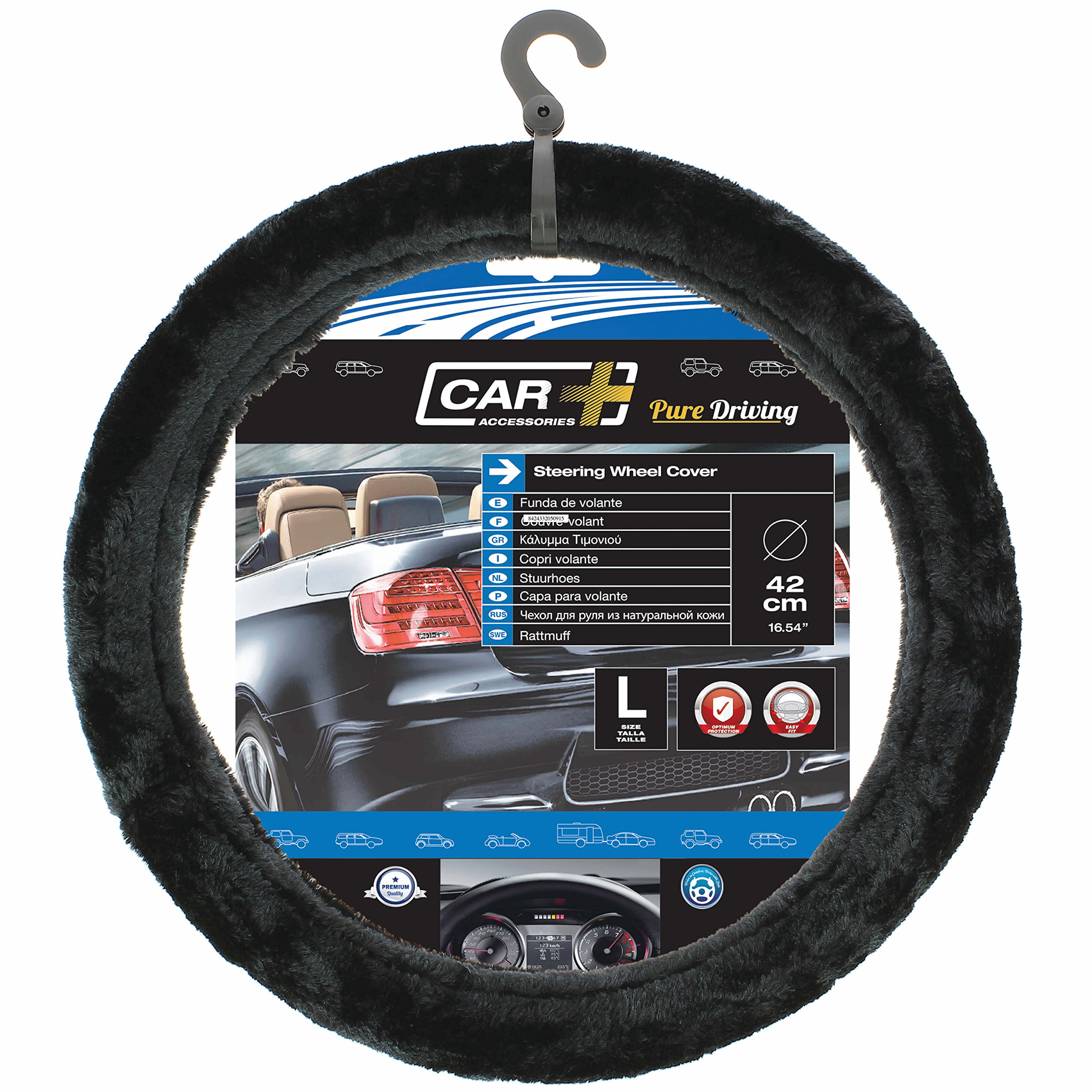 SUMEX 2505091 Steering Wheel Cover Fluffy - Black
