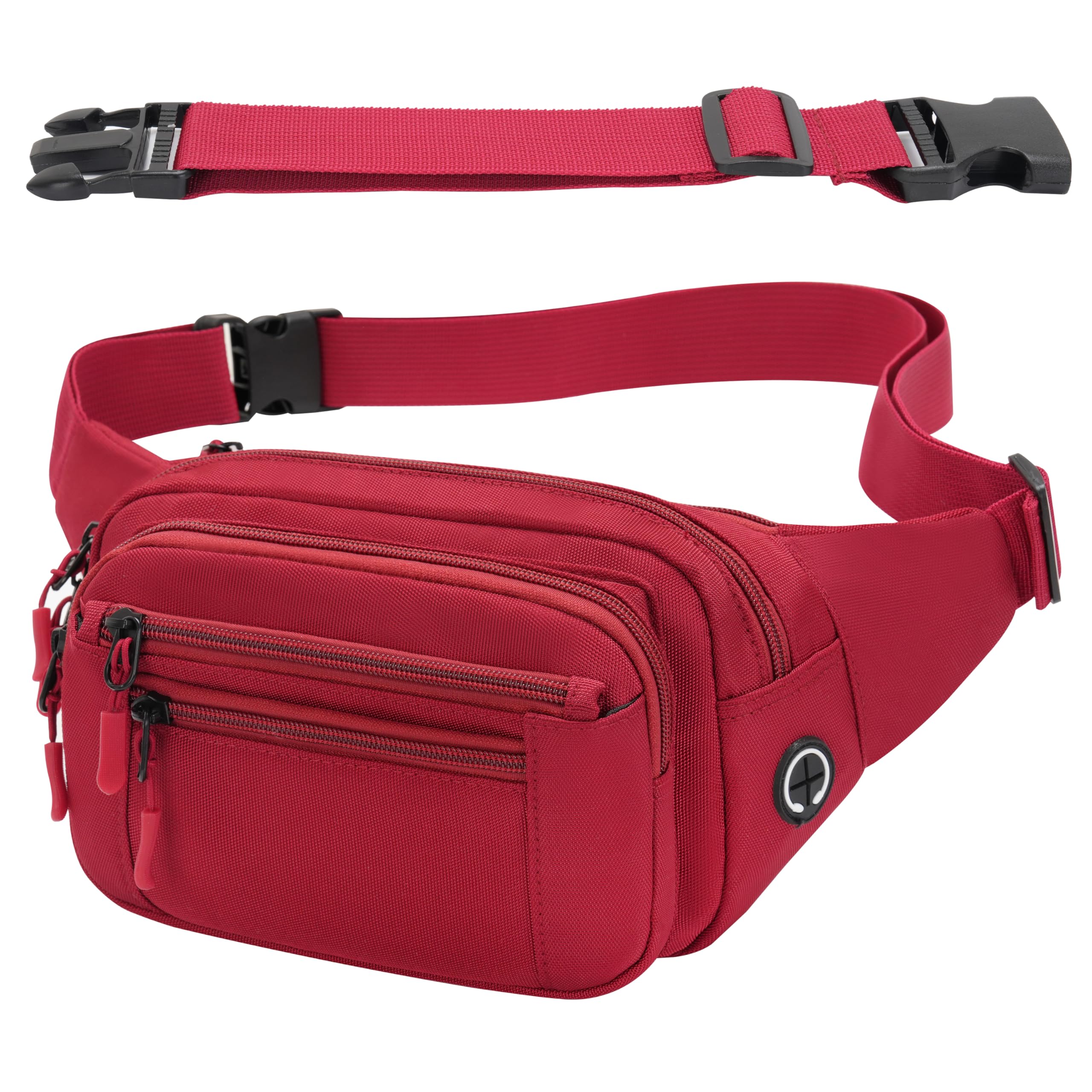 Bumbags Waist Fanny Pack Fashion Bum Bag with 30cm Extended Belt for Dog Walking Climbing Hiking Travel Cycling Girls Ladies Men Women (Red)