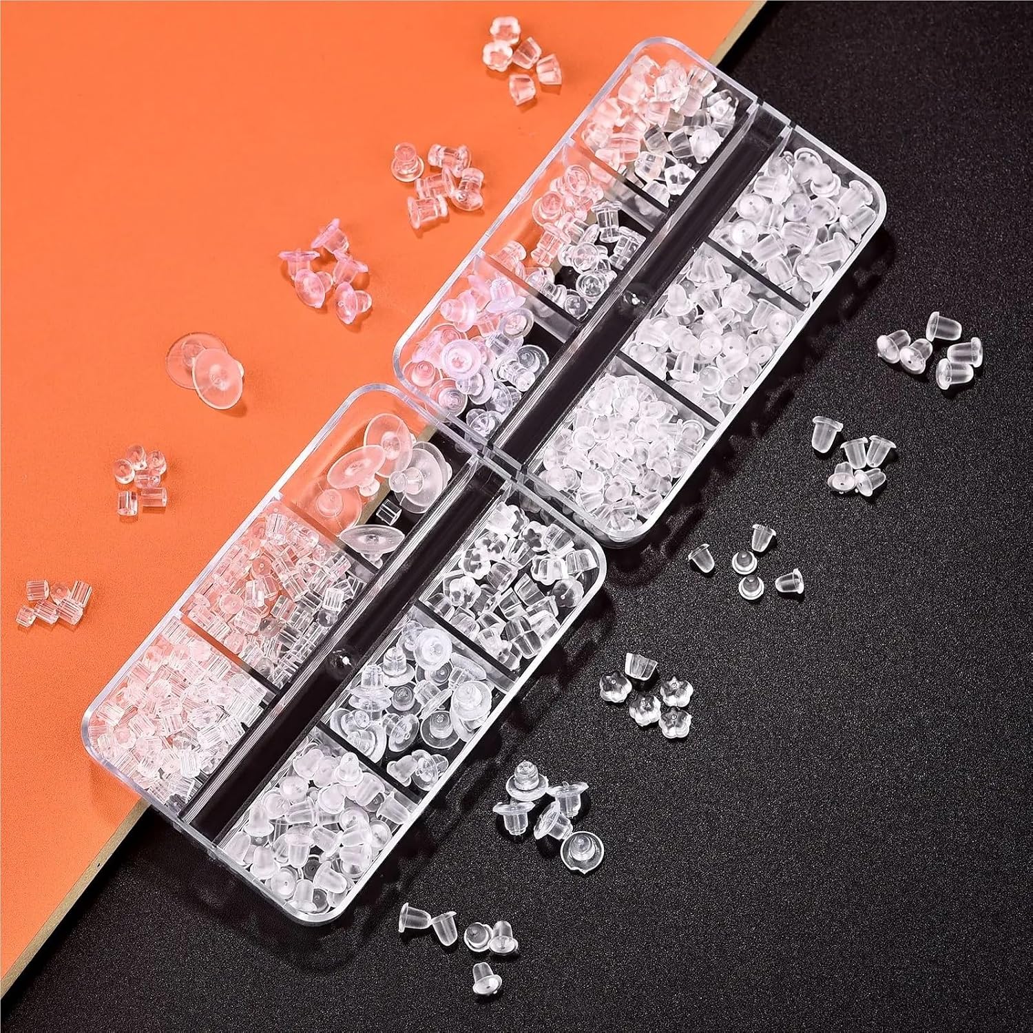Earring Lifters Backs Earring Backs 4Boxes Soft Silicone Rubber Earring Back Stoppers for Stud Earring DIY Earrings Findings Accessories(02)