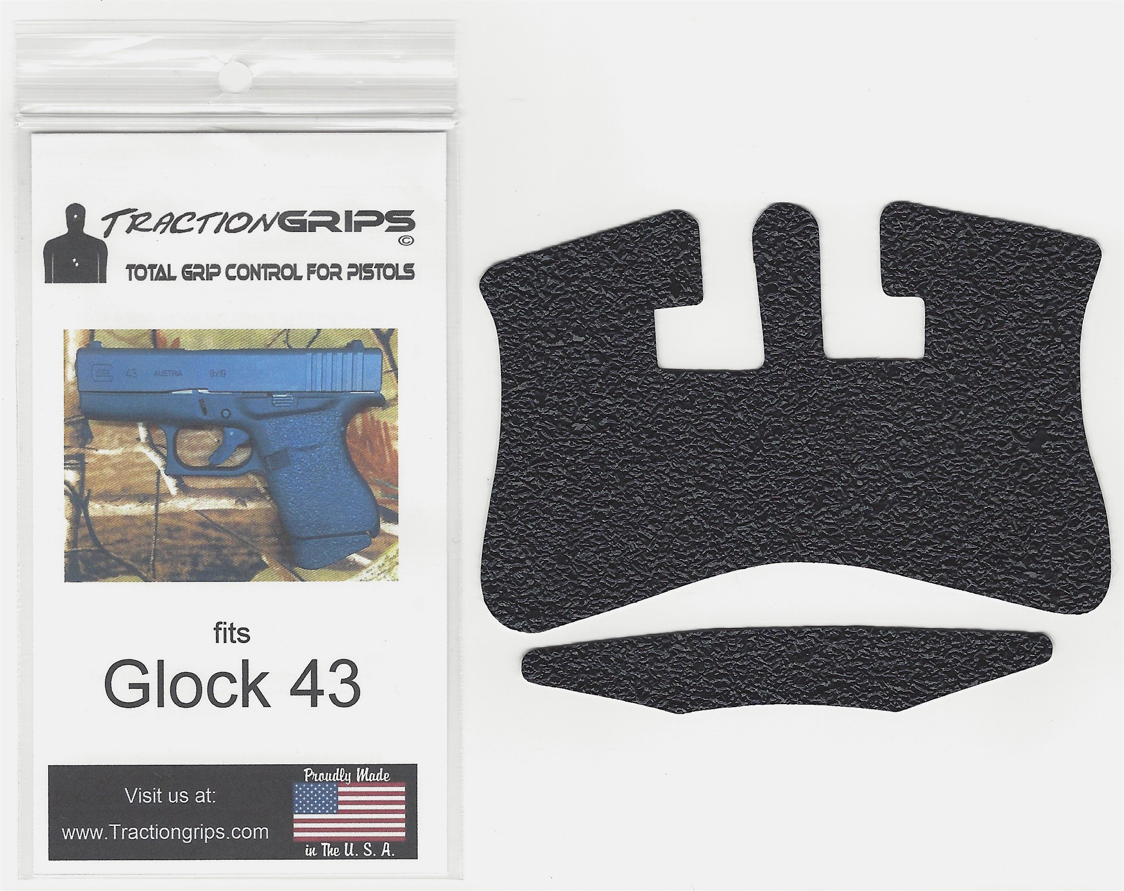 Tractiongrips Rubber Grip Tape Overlay for Glock 43 Pistols