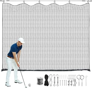 NQB Golf Practice Net, Heavy Duty Hitting Net for Backyard, Garage Training | Durable Sports Netting with Multiple Sizes for Golf, Baseball, Hockey, Soccer Practice, Indoor Outdoor Use