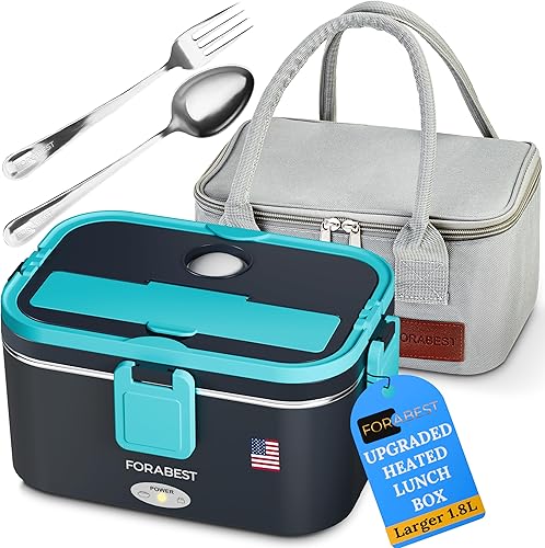 Lonchera eléctrica para adultos  Fiambrera de calentamiento rápido de 80 W, calentador de alimentos portátil de acero inoxidable de 1.8 L, 1224 V