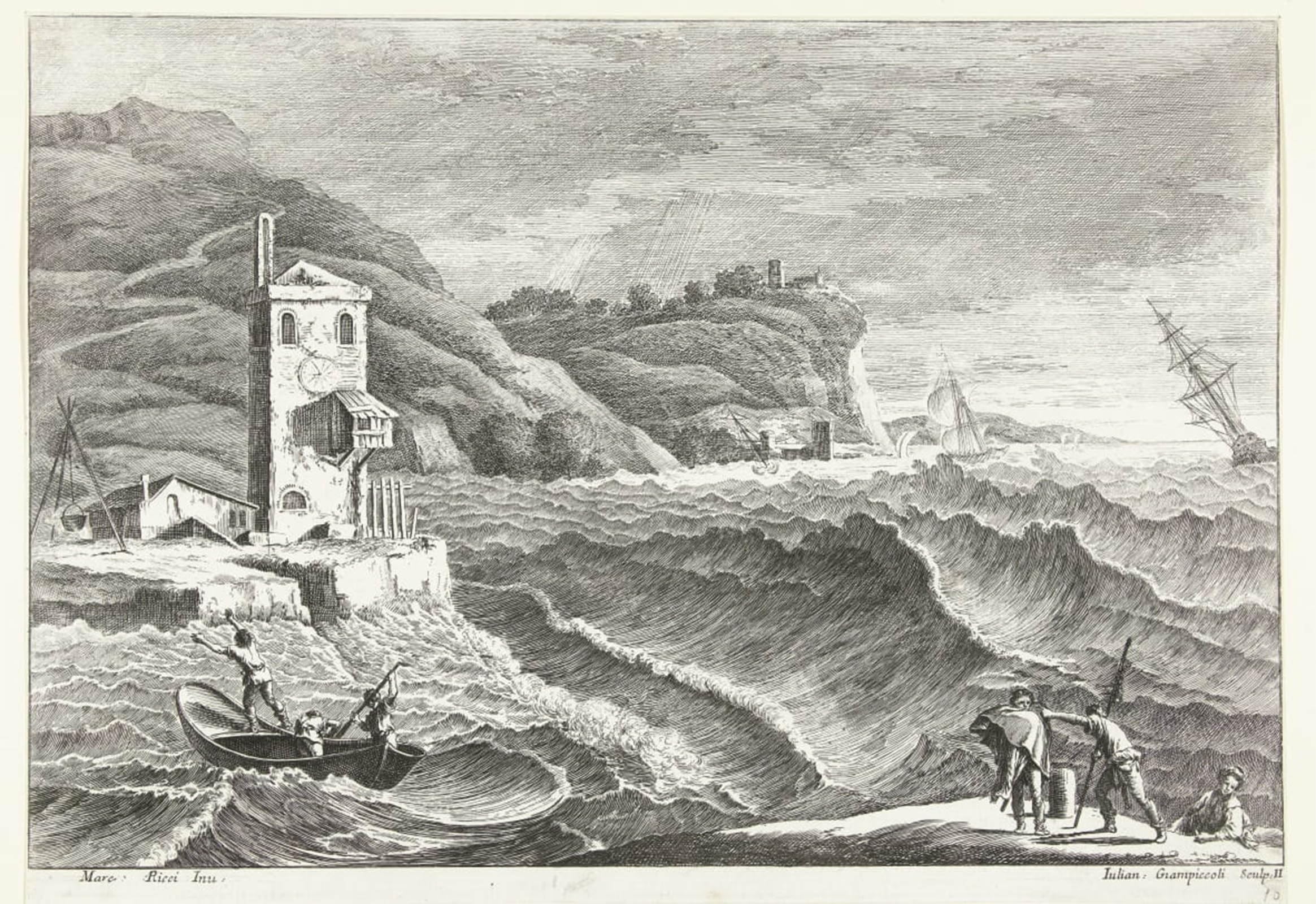 Toile tempête en mer par Giuliano Giampiccoli, tableau déco murale d'exception 60x90 - 5